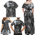 Pacific Beauty Girl Family Matching Off Shoulder Maxi Dress and Hawaiian Shirt Black Polyneisan Tribal Vintage Motif