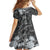 Pacific Beauty Girl Family Matching Short Sleeve Bodycon Dress and Hawaiian Shirt Black Polyneisan Tribal Vintage Motif