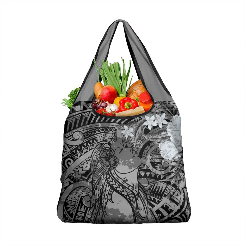 Pacific Beauty Girl Grocery Bag Black Polyneisan Tribal Vintage Motif LT9 1-pack One Size Black - Polynesian Pride
