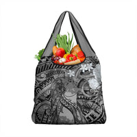 Pacific Beauty Girl Grocery Bag Black Polyneisan Tribal Vintage Motif LT9 1-pack One Size Black - Polynesian Pride