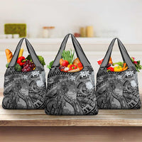 Pacific Beauty Girl Grocery Bag Black Polyneisan Tribal Vintage Motif LT9 3-pack One Size Black - Polynesian Pride