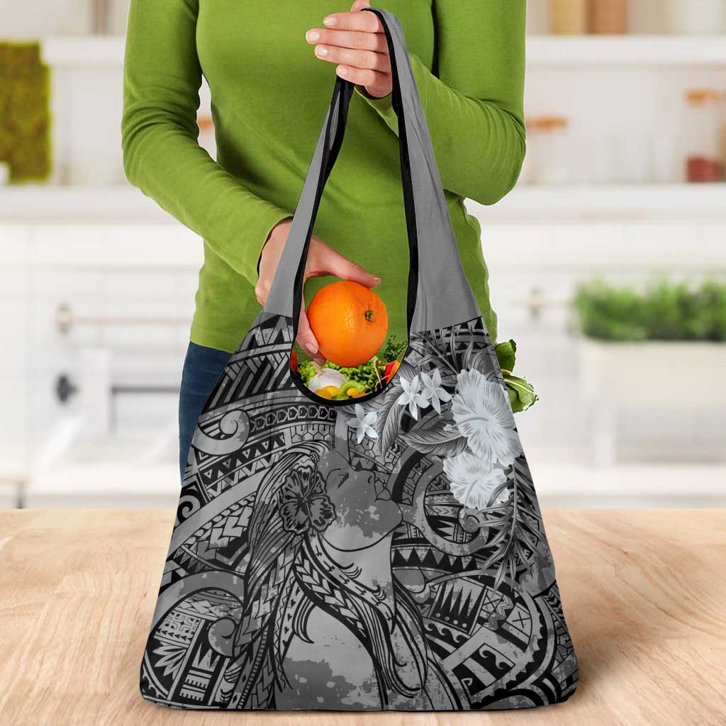 Pacific Beauty Girl Grocery Bag Black Polyneisan Tribal Vintage Motif LT9 - Polynesian Pride