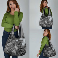 Pacific Beauty Girl Grocery Bag Black Polyneisan Tribal Vintage Motif LT9 - Polynesian Pride