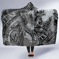 Pacific Beauty Girl Hooded Blanket Black Polyneisan Tribal Vintage Motif LT9 - Polynesian Pride