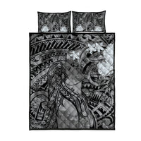 Pacific Beauty Girl Quilt Bed Set Black Polyneisan Tribal Vintage Motif LT9 - Polynesian Pride