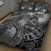 Pacific Beauty Girl Quilt Bed Set Black Polyneisan Tribal Vintage Motif LT9 - Polynesian Pride