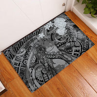 Pacific Beauty Girl Rubber Doormat Black Polyneisan Tribal Vintage Motif LT9 Black - Polynesian Pride