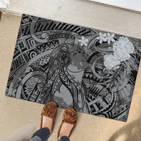 Pacific Beauty Girl Rubber Doormat Black Polyneisan Tribal Vintage Motif LT9 - Polynesian Pride