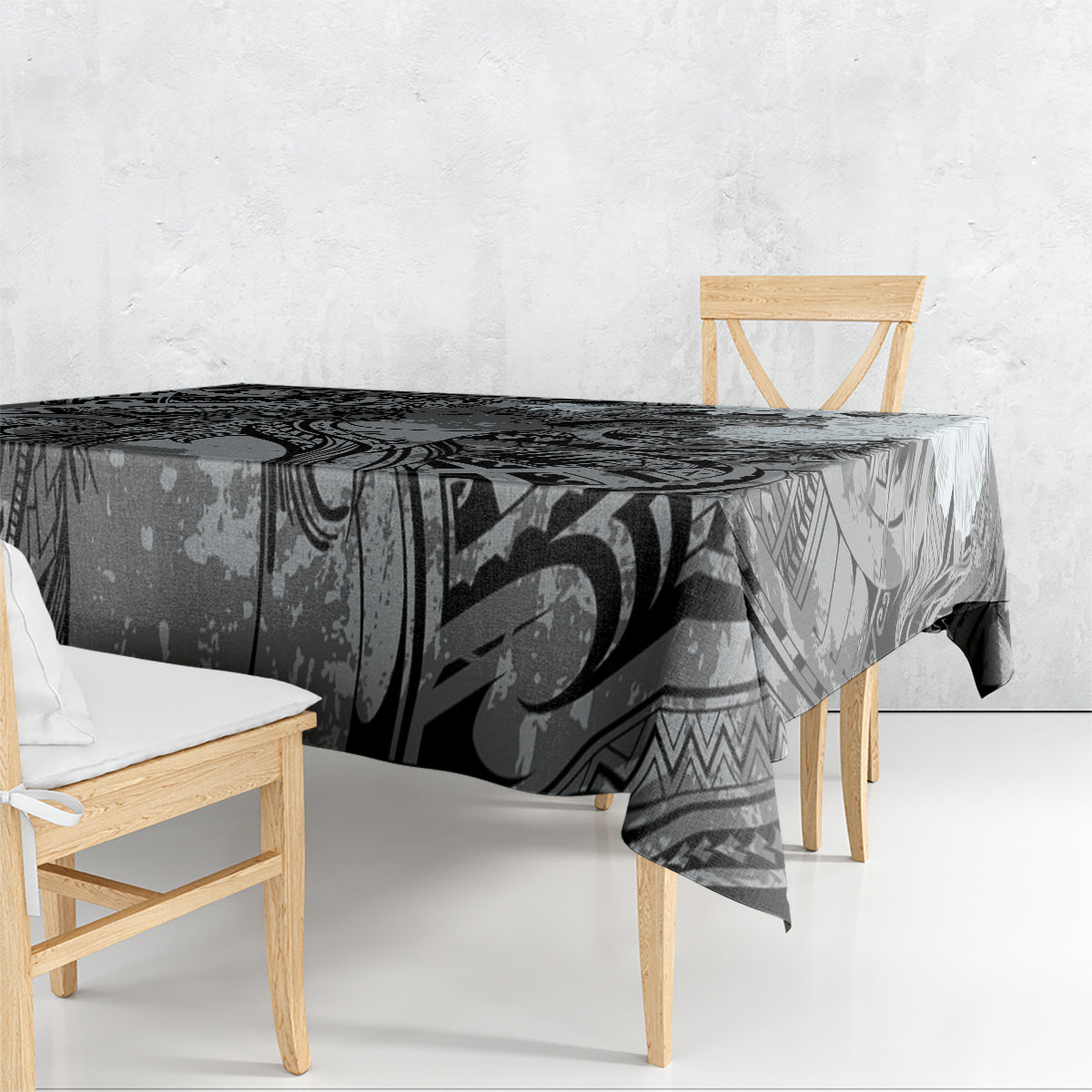 Pacific Beauty Girl Tablecloth Black Polyneisan Tribal Vintage Motif LT9 - Polynesian Pride