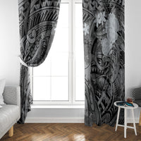 Pacific Beauty Girl Window Curtain Black Polyneisan Tribal Vintage Motif LT9 - Polynesian Pride