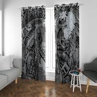 Pacific Beauty Girl Window Curtain Black Polyneisan Tribal Vintage Motif LT9 With Grommets Black - Polynesian Pride