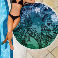 Pacific Beauty Girl Beach Blanket Blue Polyneisan Tribal Vintage Motif LT9 - Polynesian Pride