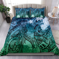 Pacific Beauty Girl Bedding Set Blue Polyneisan Tribal Vintage Motif LT9 - Polynesian Pride