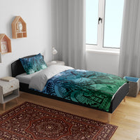 Pacific Beauty Girl Bedding Set Blue Polyneisan Tribal Vintage Motif LT9 - Polynesian Pride