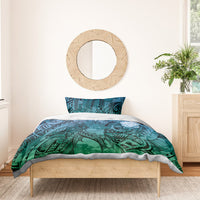 Pacific Beauty Girl Bedding Set Blue Polyneisan Tribal Vintage Motif LT9 - Polynesian Pride