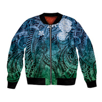 Pacific Beauty Girl Bomber Jacket Blue Polyneisan Tribal Vintage Motif LT9 Unisex Blue - Polynesian Pride