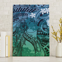 Pacific Beauty Girl Canvas Wall Art Blue Polyneisan Tribal Vintage Motif LT9 Without Frame Blue - Polynesian Pride