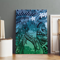 Pacific Beauty Girl Canvas Wall Art Blue Polyneisan Tribal Vintage Motif LT9 - Polynesian Pride