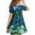 Pacific Beauty Girl Family Matching Long Sleeve Bodycon Dress and Hawaiian Shirt Blue Polyneisan Tribal Vintage Motif