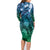 Pacific Beauty Girl Family Matching Long Sleeve Bodycon Dress and Hawaiian Shirt Blue Polyneisan Tribal Vintage Motif