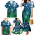 Pacific Beauty Girl Family Matching Mermaid Dress and Hawaiian Shirt Blue Polyneisan Tribal Vintage Motif