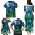 Pacific Beauty Girl Family Matching Puletasi and Hawaiian Shirt Blue Polyneisan Tribal Vintage Motif