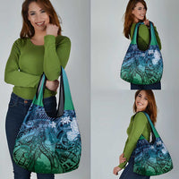 Pacific Beauty Girl Grocery Bag Blue Polyneisan Tribal Vintage Motif LT9 - Polynesian Pride