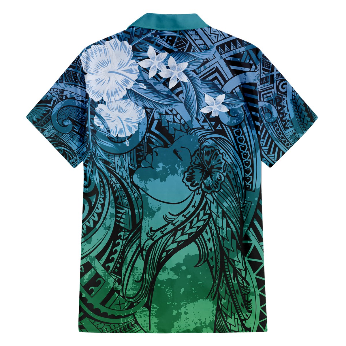 Pacific Beauty Girl Hawaiian Shirt Blue Polyneisan Tribal Vintage Motif LT9 - Polynesian Pride
