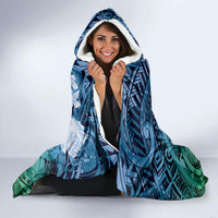 Pacific Beauty Girl Hooded Blanket Blue Polyneisan Tribal Vintage Motif LT9 - Polynesian Pride
