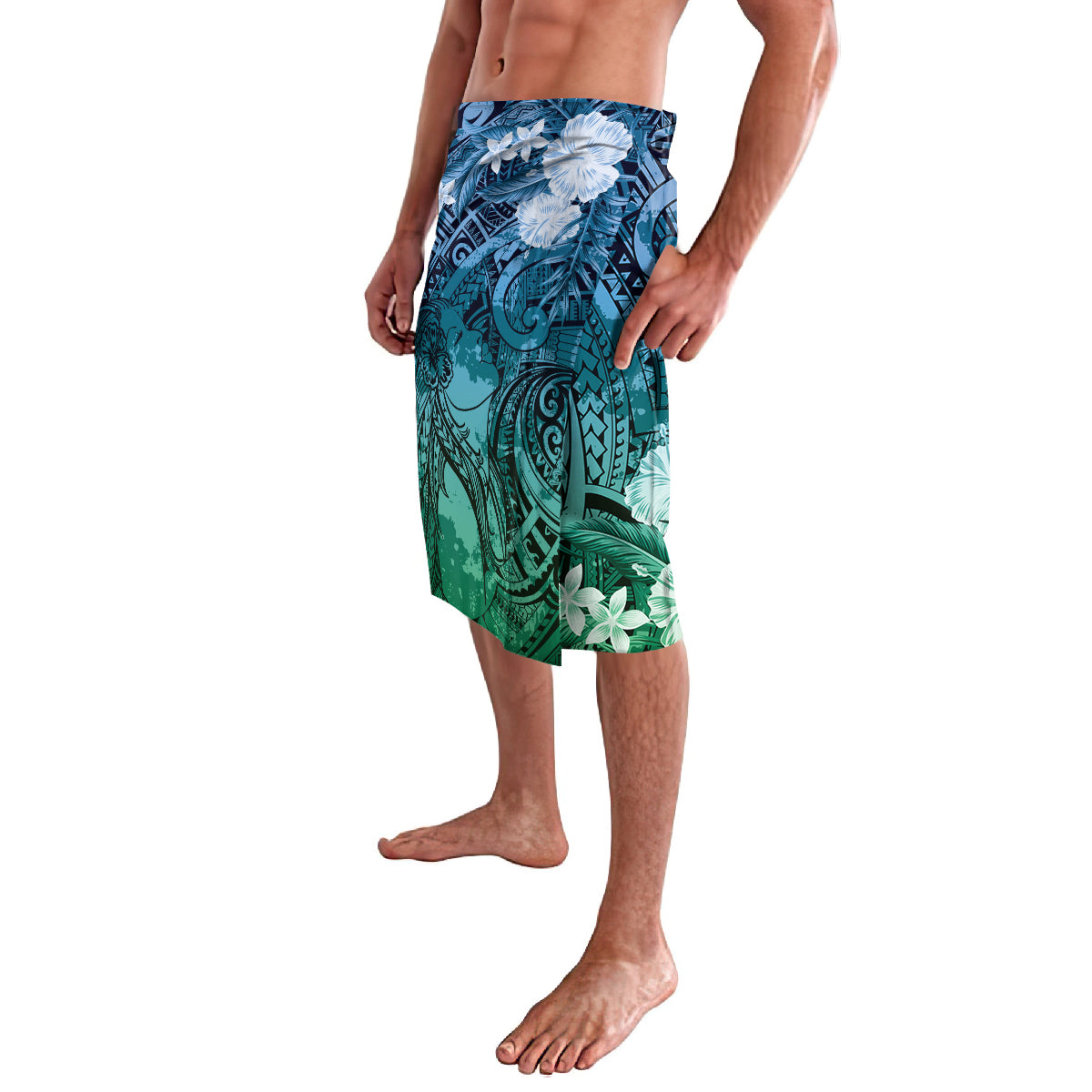 Pacific Beauty Girl Lavalava Blue Polyneisan Tribal Vintage Motif LT9 - Polynesian Pride