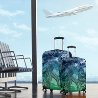 Pacific Beauty Girl Luggage Cover Blue Polyneisan Tribal Vintage Motif