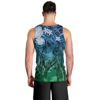 Pacific Beauty Girl Men Tank Top Blue Polyneisan Tribal Vintage Motif LT9 - Polynesian Pride