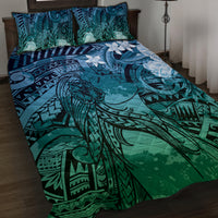 Pacific Beauty Girl Quilt Bed Set Blue Polyneisan Tribal Vintage Motif LT9 Blue - Polynesian Pride