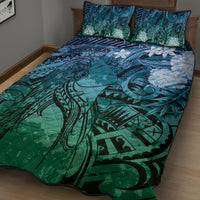 Pacific Beauty Girl Quilt Bed Set Blue Polyneisan Tribal Vintage Motif LT9 - Polynesian Pride