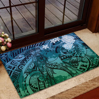 Pacific Beauty Girl Rubber Doormat Blue Polyneisan Tribal Vintage Motif LT9 - Polynesian Pride