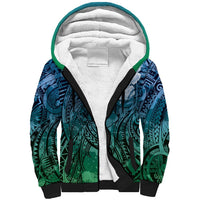 Pacific Beauty Girl Sherpa Hoodie Blue Polyneisan Tribal Vintage Motif LT9 Unisex Blue - Polynesian Pride