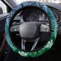 Pacific Beauty Girl Steering Wheel Cover Blue Polyneisan Tribal Vintage Motif LT9 - Polynesian Pride