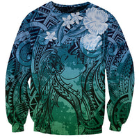 Pacific Beauty Girl Sweatshirt Blue Polyneisan Tribal Vintage Motif LT9 Unisex Blue - Polynesian Pride