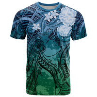 Pacific Beauty Girl T Shirt Blue Polyneisan Tribal Vintage Motif