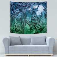 Pacific Beauty Girl Tapestry Blue Polyneisan Tribal Vintage Motif LT9 - Polynesian Pride