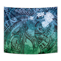 Pacific Beauty Girl Tapestry Blue Polyneisan Tribal Vintage Motif LT9 - Polynesian Pride