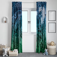 Pacific Beauty Girl Window Curtain Blue Polyneisan Tribal Vintage Motif LT9 - Polynesian Pride