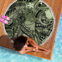 Pacific Beauty Girl Beach Blanket Green Polyneisan Tribal Vintage Motif LT9 - Polynesian Pride
