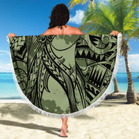 Pacific Beauty Girl Beach Blanket Green Polyneisan Tribal Vintage Motif LT9 - Polynesian Pride