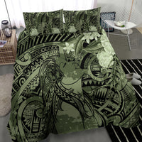 Pacific Beauty Girl Bedding Set Green Polyneisan Tribal Vintage Motif LT9 - Polynesian Pride