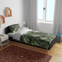 Pacific Beauty Girl Bedding Set Green Polyneisan Tribal Vintage Motif LT9 - Polynesian Pride
