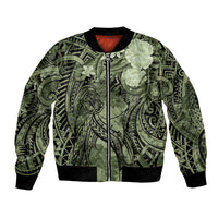 Pacific Beauty Girl Bomber Jacket Green Polyneisan Tribal Vintage Motif LT9 Unisex Green - Polynesian Pride