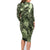 Pacific Beauty Girl Family Matching Long Sleeve Bodycon Dress and Hawaiian Shirt Green Polyneisan Tribal Vintage Motif