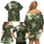 Pacific Beauty Girl Family Matching Off Shoulder Short Dress and Hawaiian Shirt Green Polyneisan Tribal Vintage Motif