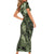 Pacific Beauty Girl Family Matching Short Sleeve Bodycon Dress and Hawaiian Shirt Green Polyneisan Tribal Vintage Motif